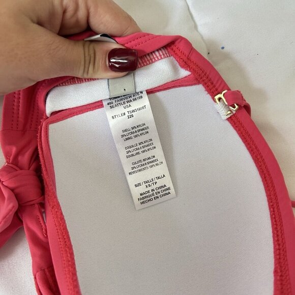 Tommy Bahama Womens XS Bandeau Bikini Top Halter Strap Pink Padded Summer Beach - Picture 7 of 7